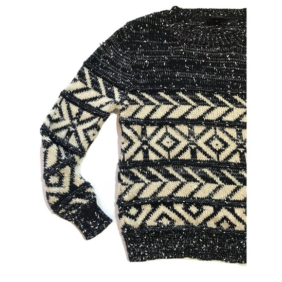 Cliche Couture Womens Pullover Chunky Sweater Geometric Pattern Medium M Gray - Picture 2 of 12